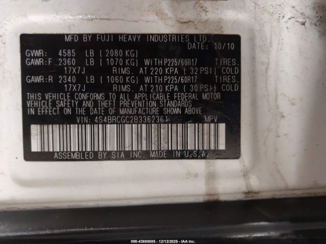 Subaru Outback 2.5i Premium Image 10